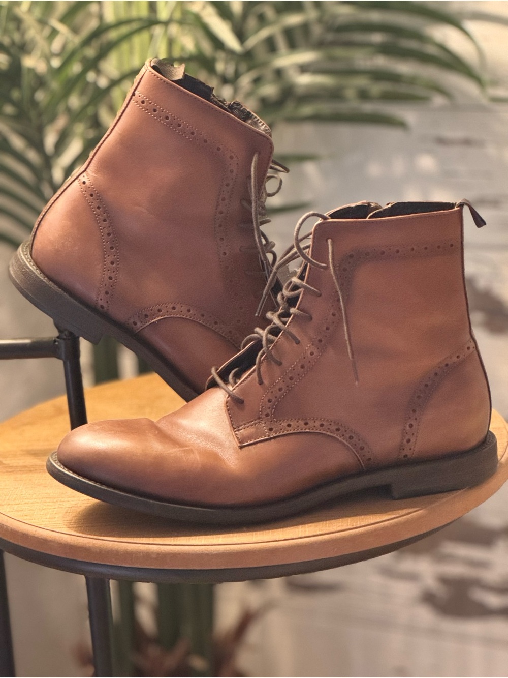 Zara Oxford Brogue Leather Ankle Boots